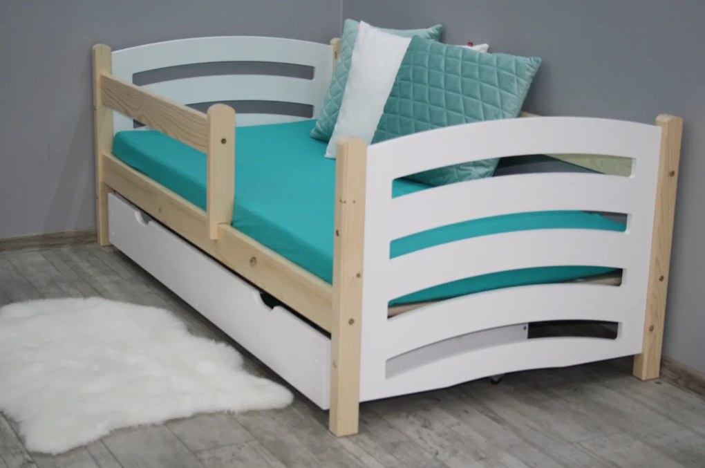 Detská posteľ MELA 80 x 160 cm biela/borovica Rošt: Bez roštu, Matrac: Matrac EASYSOFT 10 cm