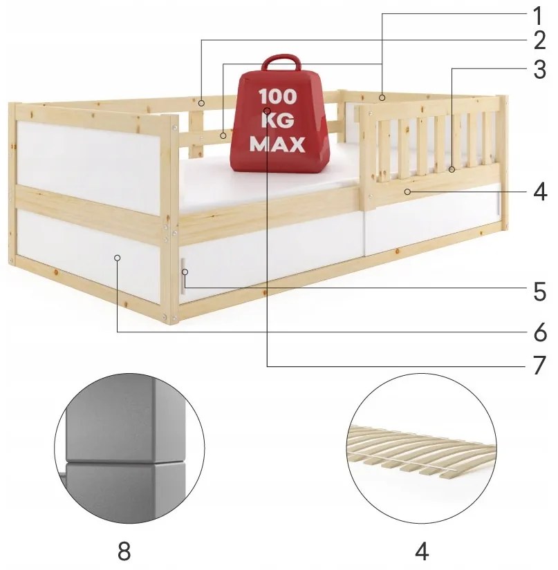 Posteľ SMART 2 natural 160x80 cm - borovica