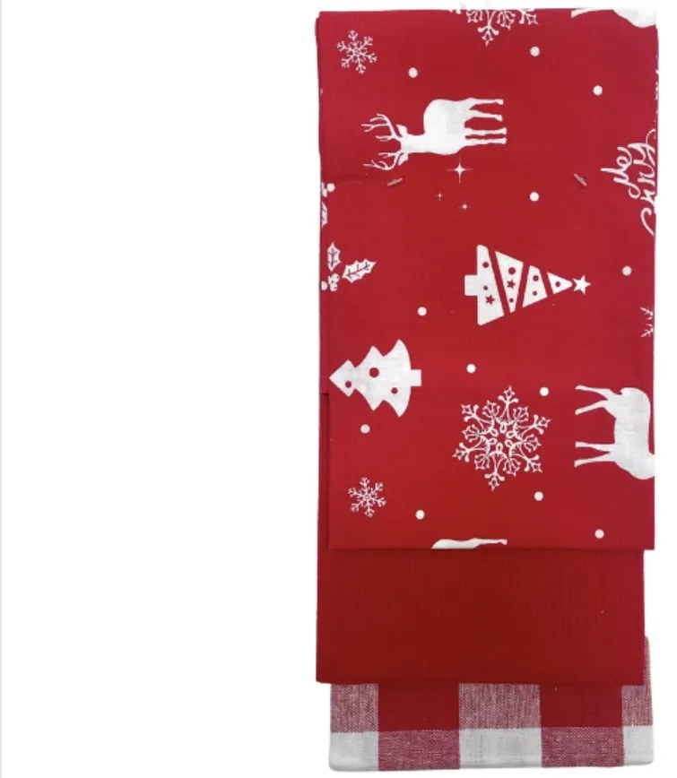 Bavlnené utierky na riad Vianočné Christmas červená 45x70cm 3ks TiaHome