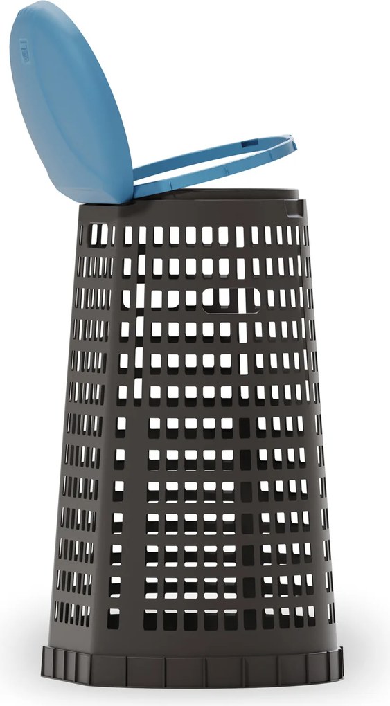 Plastový odpadkový kôš na 120 l vrecia, čierny, modré veko