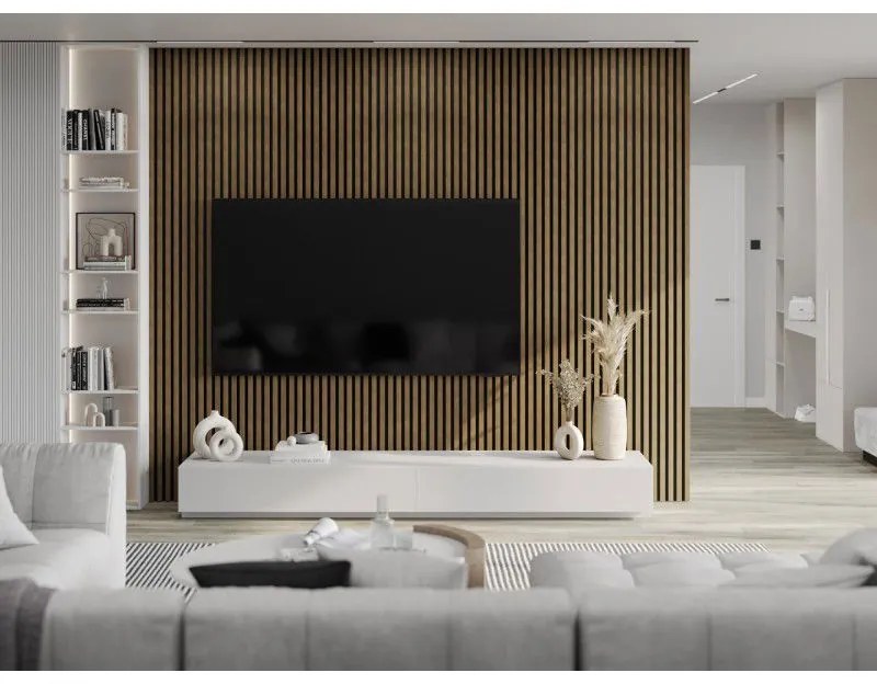 Mexen Lam-F, akustické stenové lamely 275 × 30 cm, plstený podklad 8 mm, technická dyha, orech prírodný, S105-275307-3015-016