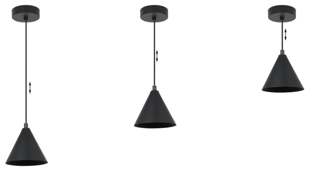 Závesné svietidlo Soho, 1x čierne kovové tienidlo, (fi 14cm)