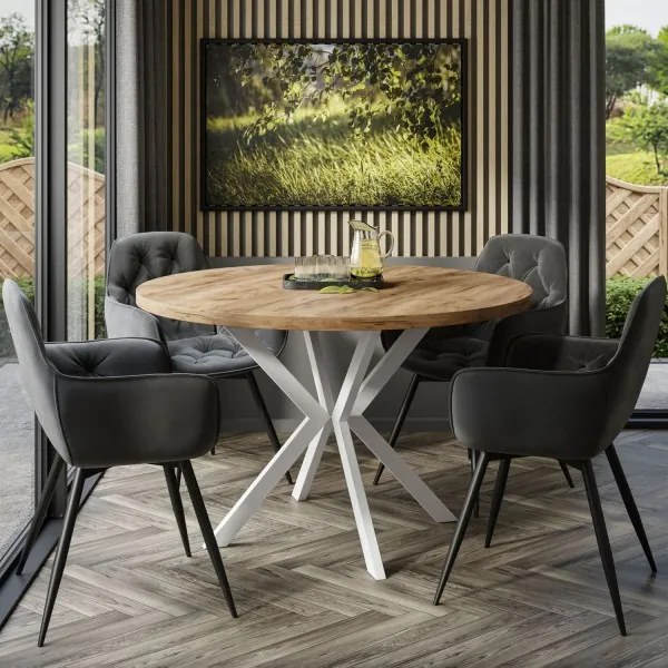 Okrúhly rozkladací jedálensky stôl MARION 120-196cm dub artisan Farba nôh: Čierna