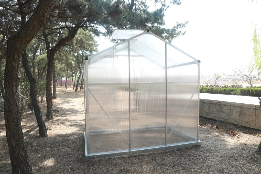 Skleník so základňou BestBerg BBGH‑406S / 2,5 m² / 130 × 190 × 194 cm / strieborná