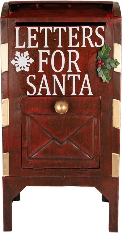 Červená kovová dekoračná schránka Letters for Santa - 27*21*53 cm