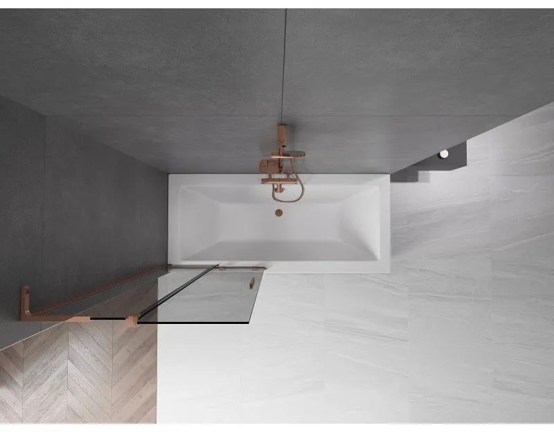 Mexen Velar L, 2-krídlová posuvná vaňová zástena 80 x 150 cm, 8mm šedé sklo, ružové zlato, 896-080-003-41-60