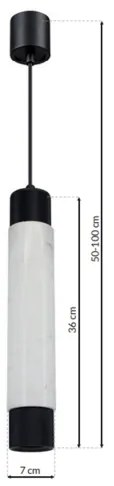 Luster na lanku MARBLE WHITE/BLACK 1xGU10/8W/230V
