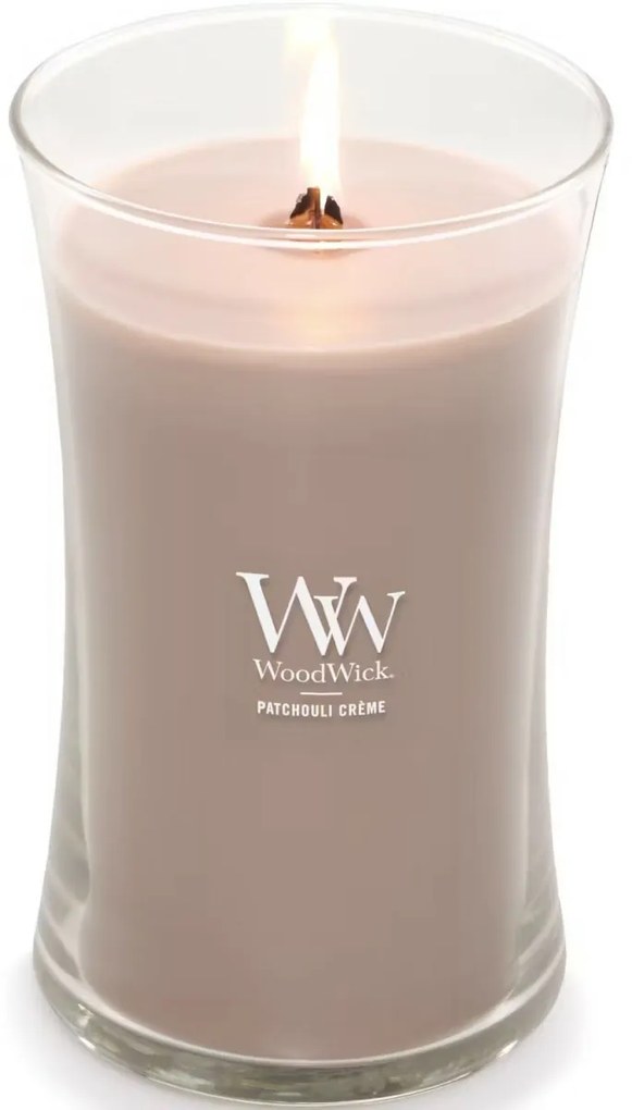 WoodWick Vonná sviečka váza veľká Patchouli Creme, 609 g