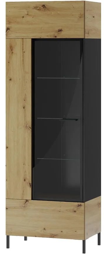 Vitrína 1D L/P Lucas 10 dub artisan/čierna mat