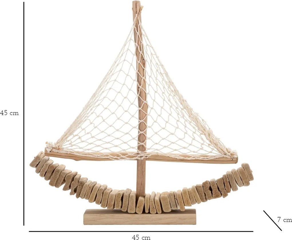 Drevená dekorácia Boath 45 cm hnedá