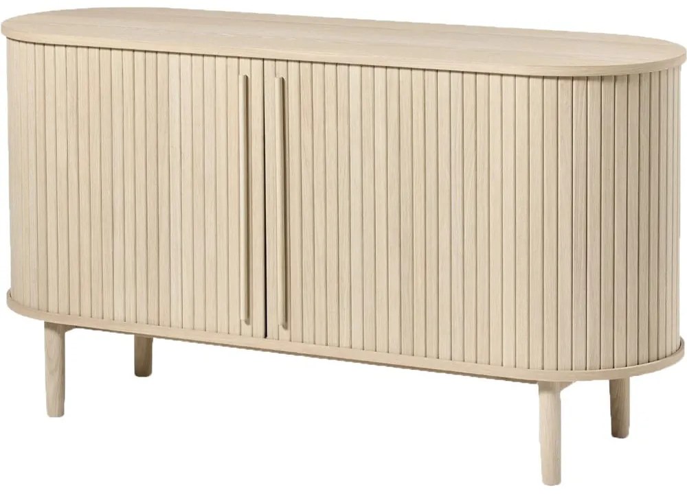 Komoda v dekore duba s posuvnými dverami v prírodnej farbe 140x76x45 cm Meta – Unique Furniture