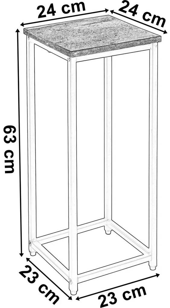 Kvetinový stojan Loft Arben 60 cm čierny/dub Craft