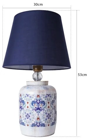 Stolná lampa RAMZES 1xE27/40W/230V modrá/biela
