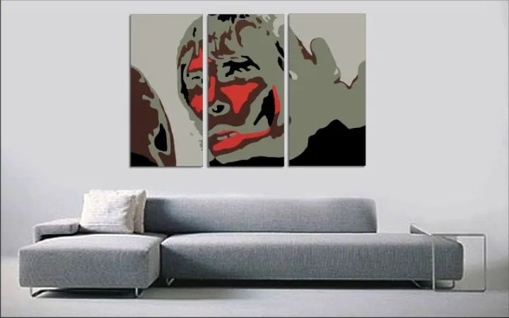 Ručne maľovaný POP Art obraz BROWN APE 3 dielny  ibbrown