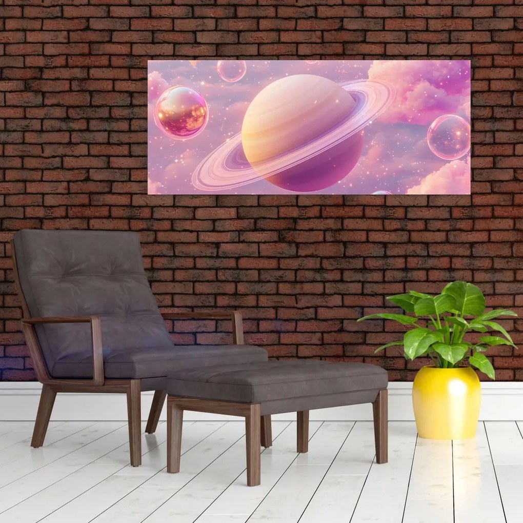 Obraz - Ružová planéta (120x50 cm)