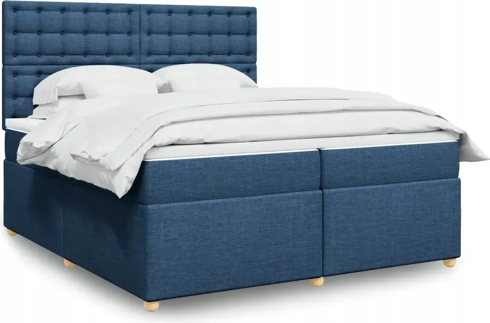 vidaXL Boxspring posteľ s matracom modrá 200x200 cm látka
