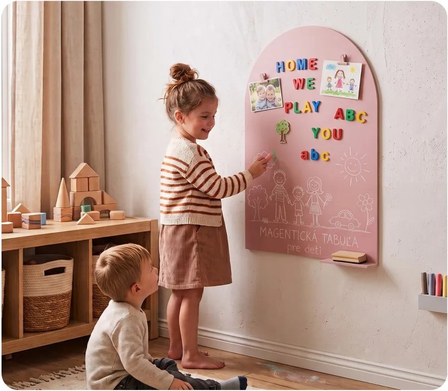 Samolepiaca magnetická fólia na stenu v tvare oblúka 100 × 80 cm - hnedá