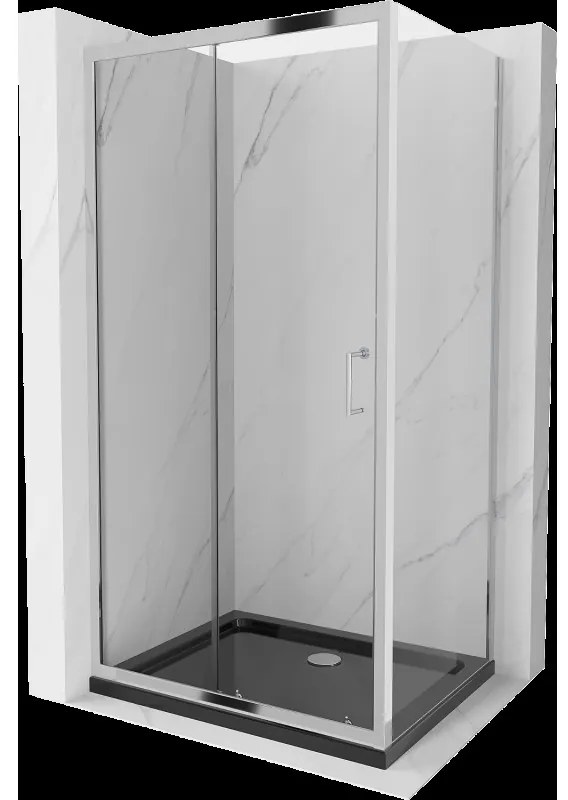 Mexen Apia sprchová kabína, posuvné dvere 140 x 100 cm, transparentnéné, chrómová + závesný bidet Flat, čierna