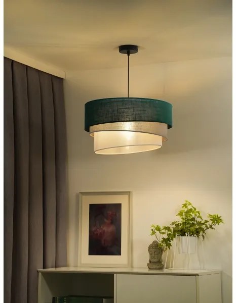Duolla - Luster na lanku TRIO 1xE27/15W/230V pr. 45 cm zelená/šedá/biela