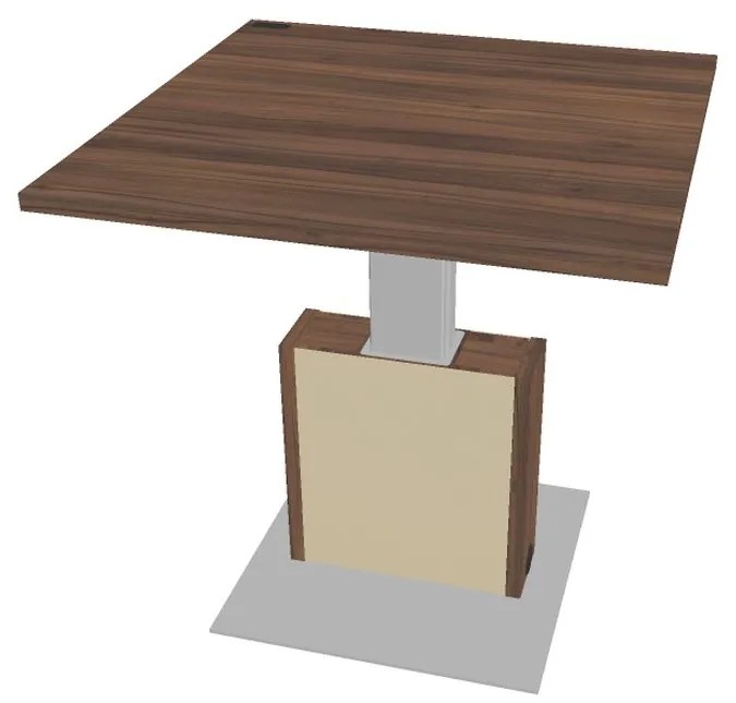 Výškovo nastaviteľný rokovací stôl Verno+ S 120 x 120 cm, orech / vanilka