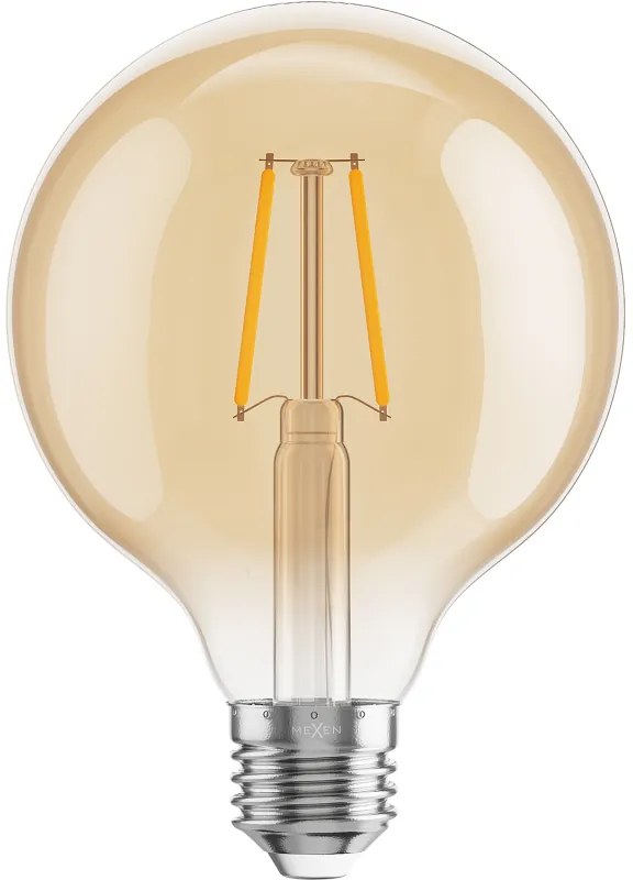 Mexen Vintis, LED žiarovka E27, G95, 2W, Teplá - 2200K, 180 lm, jantárová - L157-E27-0222-50