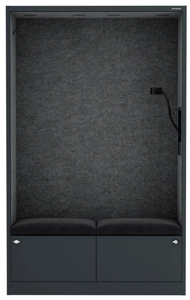 Akustická kabína SALLY MentalBox 1150 mm – antracitový korpus, tmavosivé sedadlo