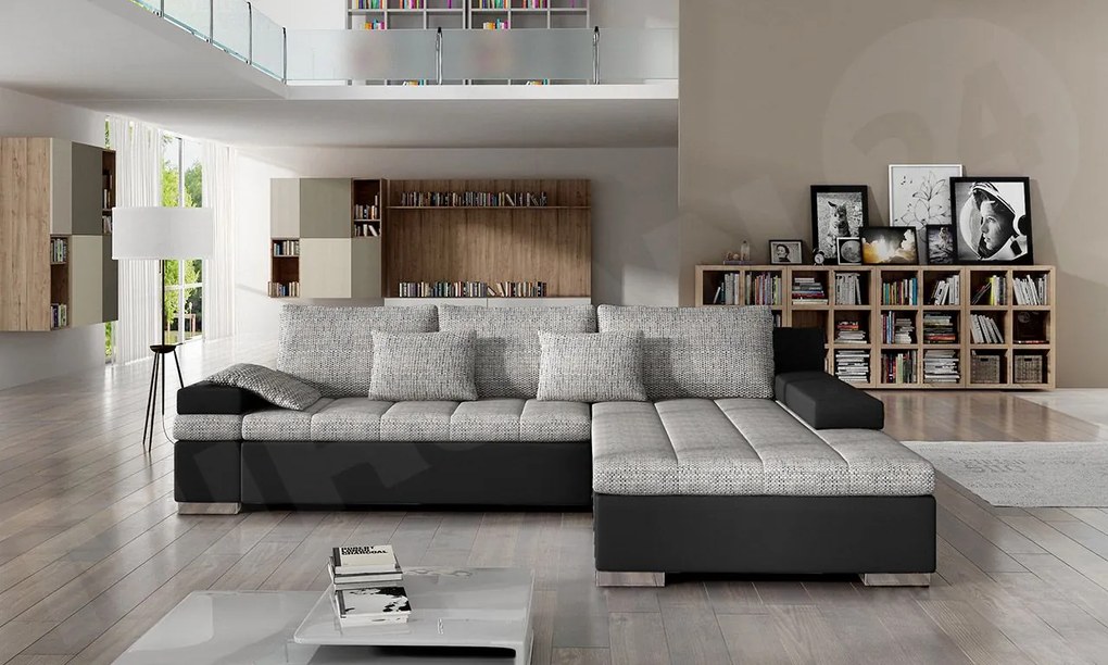Rohová sedačka Kanton, Dostupné poťahy: ekokoža Soft 017 + Lawa 05, Strana: ľavá