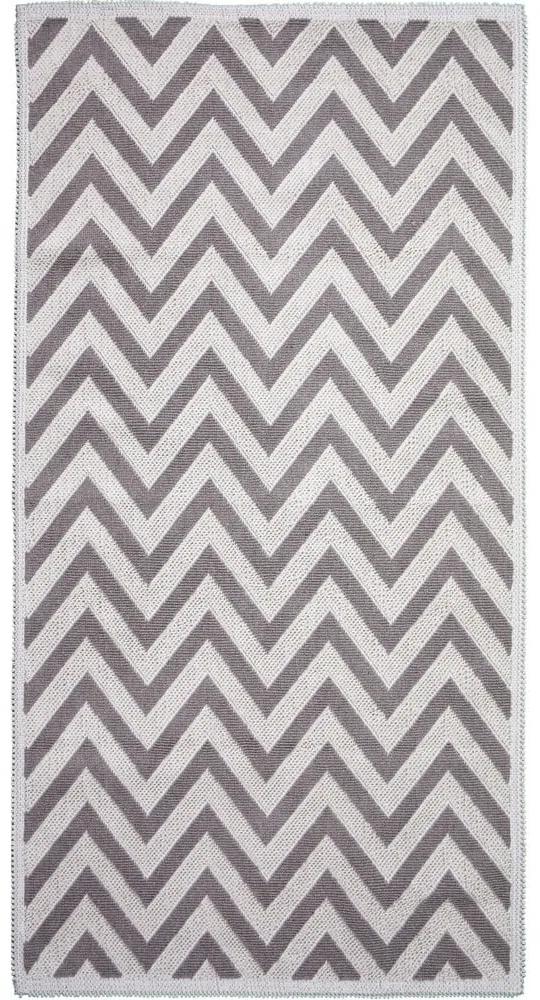 Béžový bavlnený koberec Vitaus Zikzak,, 80 × 200 cm