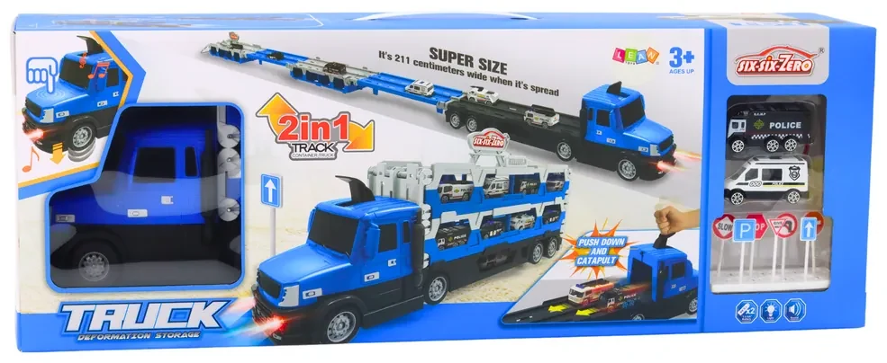 LEAN TOYS Pretekárska dráha Lora Odťahové vozidlo 2v1 - modrá