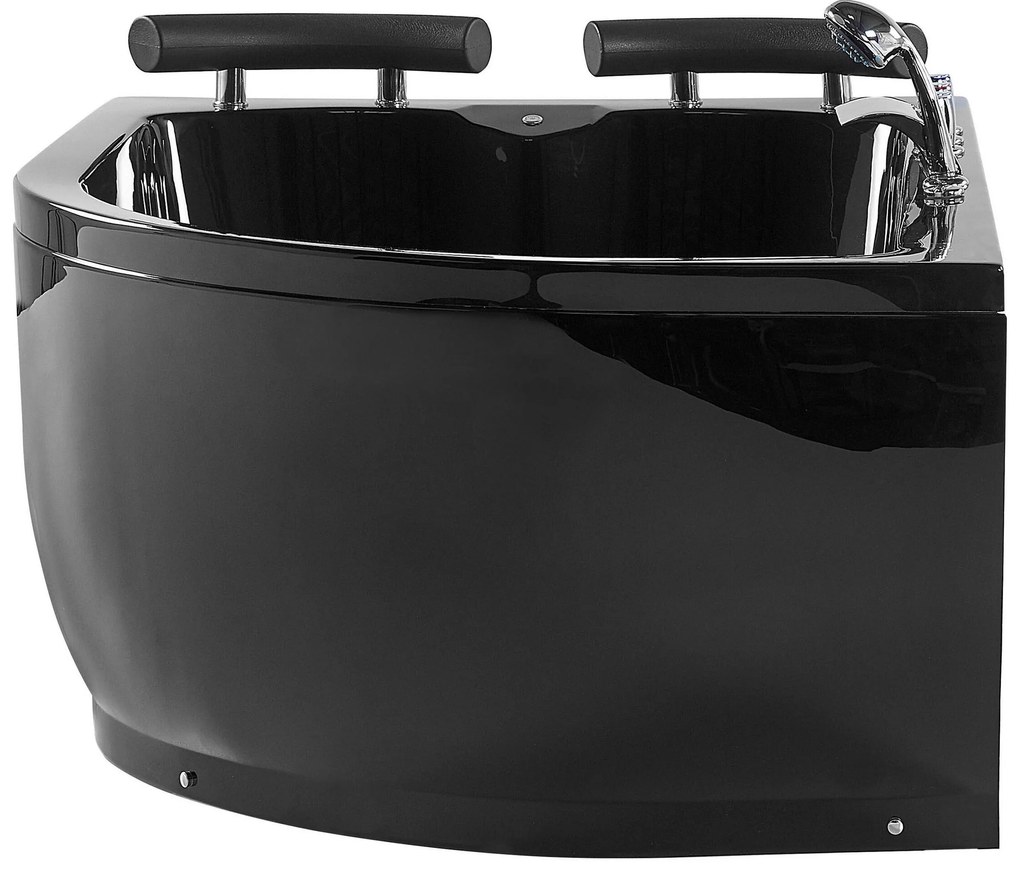 Vírivá rohová vaňa s LED osvetlením pravostranná 160 x 113 cm čierna PARADISO Beliani