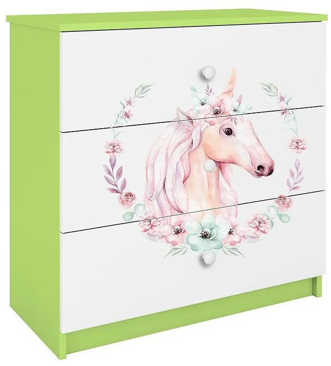 Detská komoda Babydreams zelená – Kôň