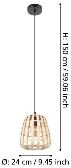 Eglo 390152 - Luster na lanku MONTEZUELO 1xE27/40W/230V pr. 24 cm bambus