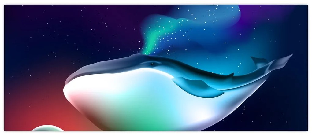 Obraz - Veľryba vo vesmíre (120x50 cm)