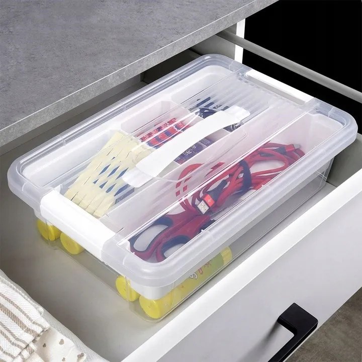 Organizér, úložný box 2v1, multifunkčný, biely STORMAX - 6 l, 32 x 23 x 11 cm