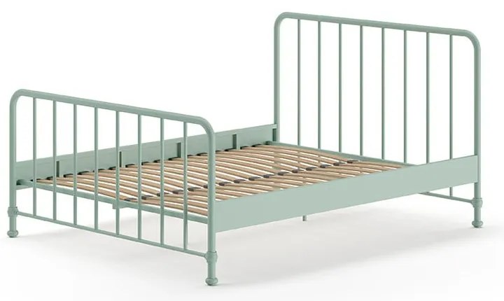 Zelená kovová dvojlôžková posteľ s roštom 160x200 cm BRONXX – Vipack