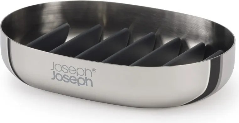 Nádobka na mydlo z nehrdzavejúcej ocele v lesklej striebornej farbe EasyStore Luxe – Joseph Joseph