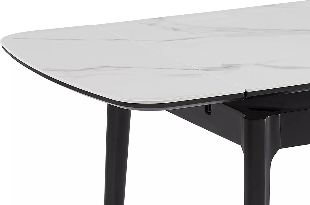 Jedálenský rozkladací stôl Sento 120/180 cm keramika biely mramor/čierny
