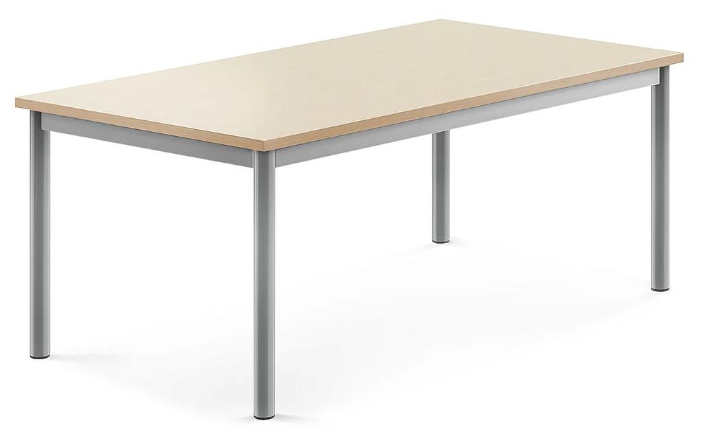 Stôl BORÅS, 1200x700x500 mm, laminát - breza, strieborná
