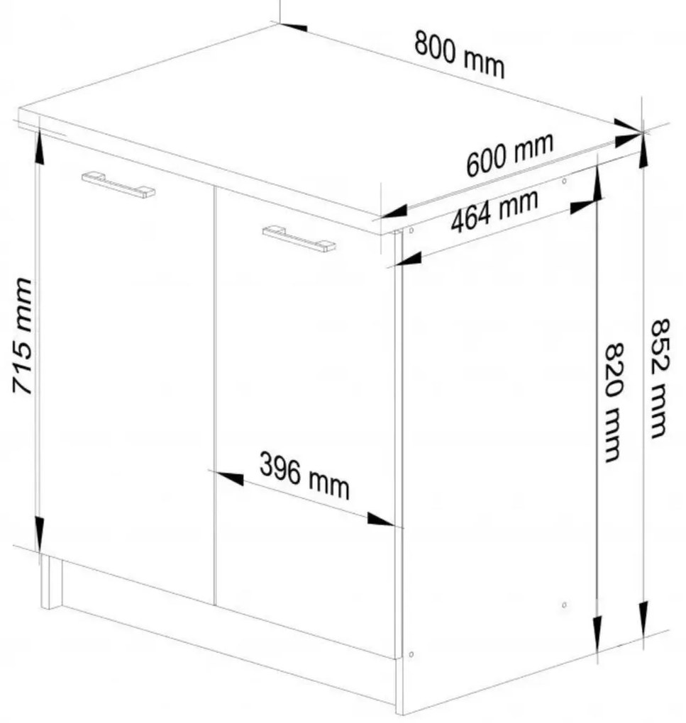 Kuchyňská skříňka Olivie S 80 cm 2D bílá/černý lesk/dub sonoma