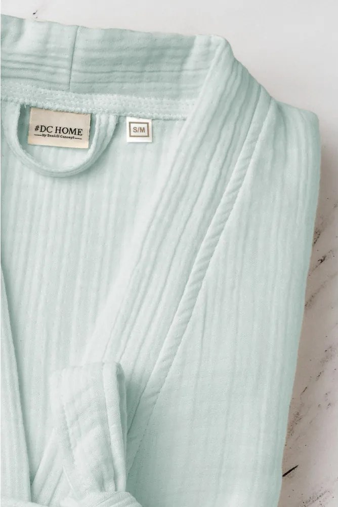 Mušelínový župan v mentolovej farbe veľkosť S/M Kimono – Foutastic