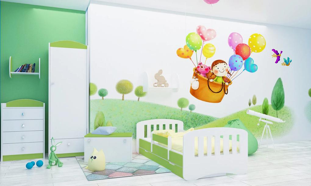 Happy Babies Detská posteľ Happy dizajn/čiarky Farba: Zelená / Biela, Prevedenie: L10 / 90 x 200 cm / S úložným priestorom, Obrázok: Čiarky