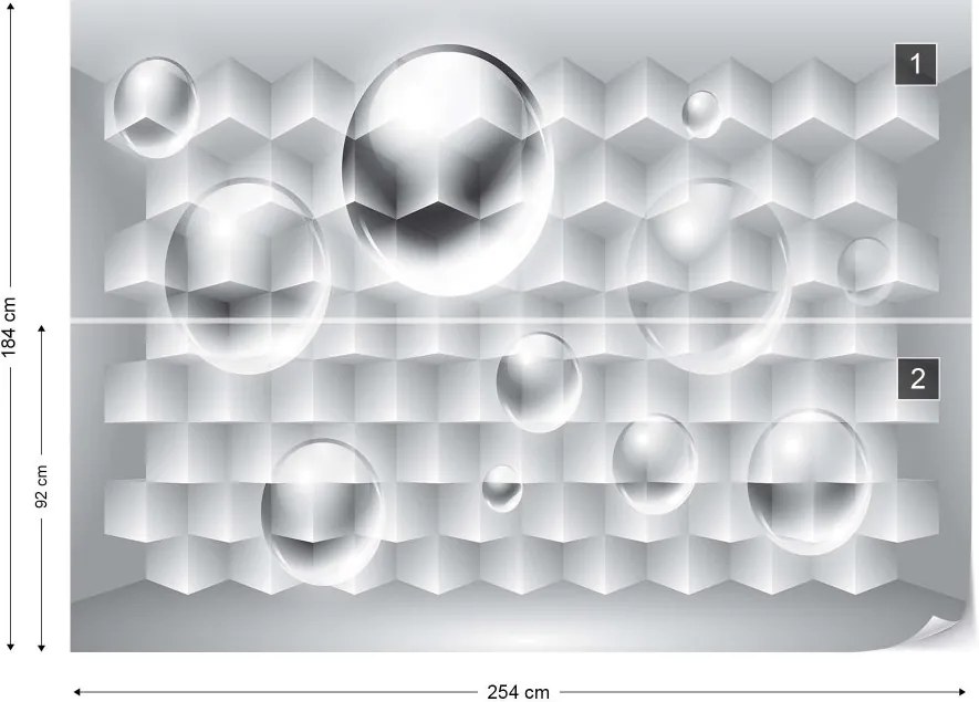 GLIX Fototapeta - 3D Grey And White Design Vliesová tapeta  - 254x184 cm