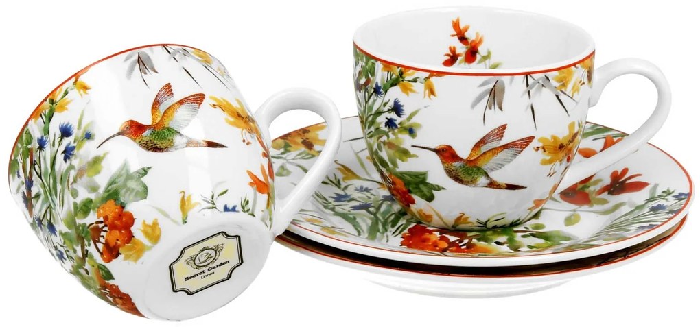 Porcelánová šálka s podšálkou Secret Garden 90 ml sada 2ks