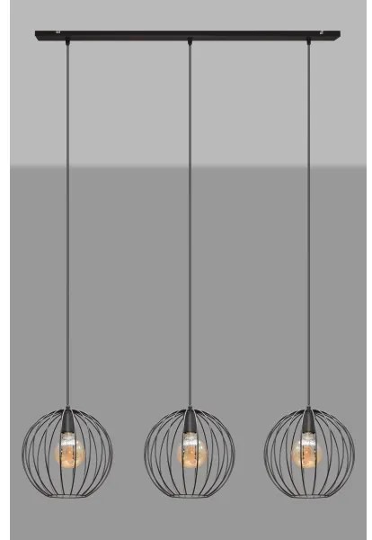 Luster na lanku MERCURE 3xE27/15W/230V čierna