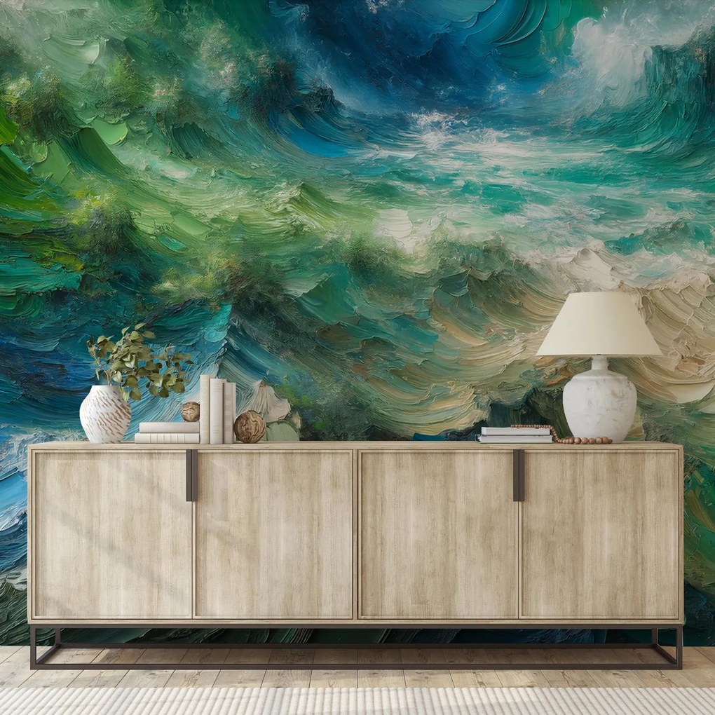 Fototapeta - Zeleno-modrá abstrakcia (147x102 cm)