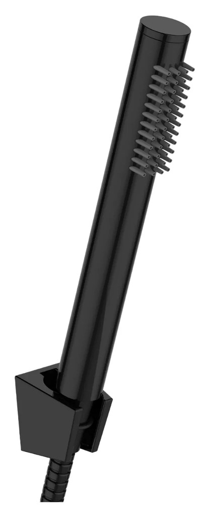 Invena Alonia, vaňová batéria s ručnou sprchovou súpravou, čierna lesklá, INV-BW-70-004-V