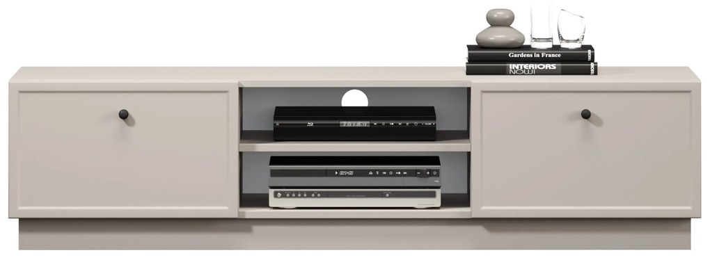 TV stolík Lorini 150 cm na sokli – kašmírová / čierne úchytky G