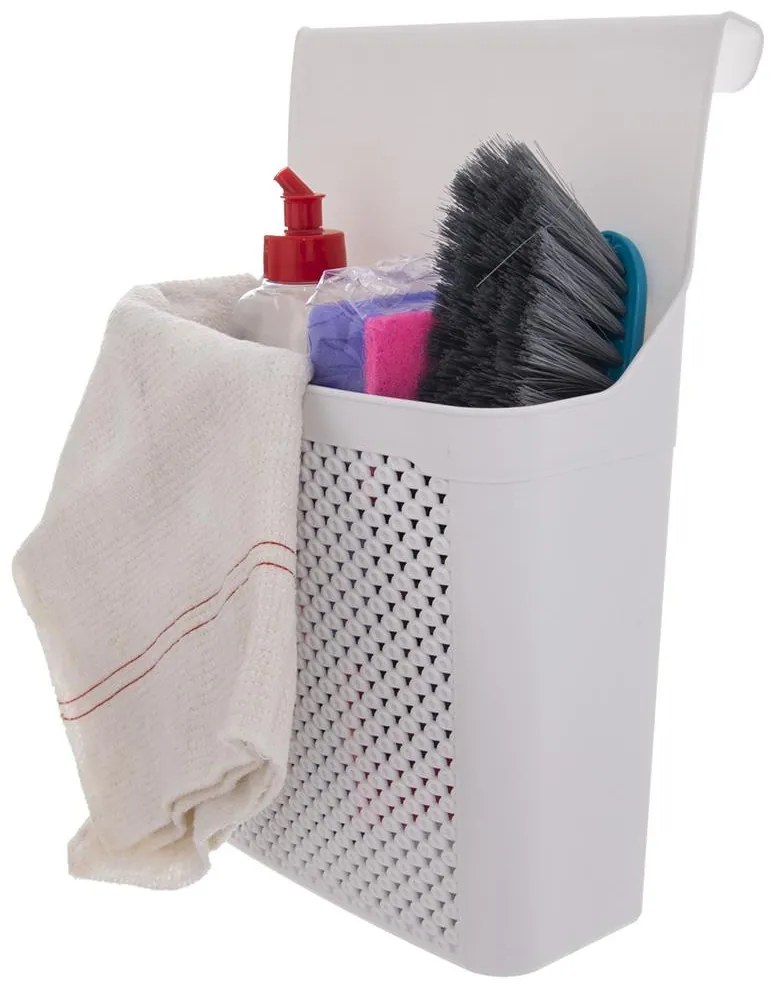 Orion 2. akosť - Závesný košík, organizér na čistiace prostriedky KRISTY, 35x24cm -biely