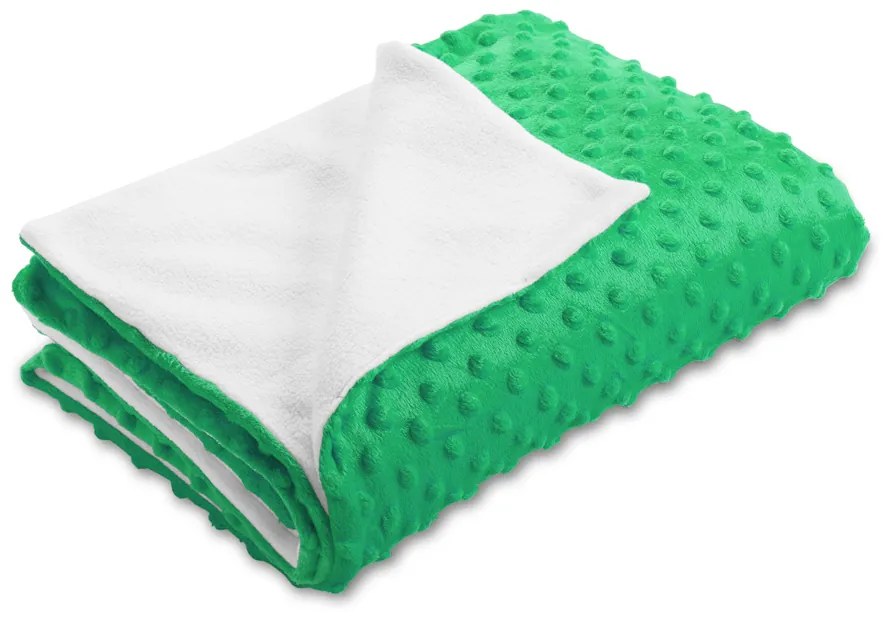 Biante Detská obojstranná deka Minky TOP 3D bodky/Polar MKP-054 Sýto zelená 100x150 cm