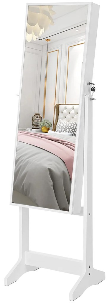 Voľne stojaca šperkovnica so zrkadlom JEWELIA, biela